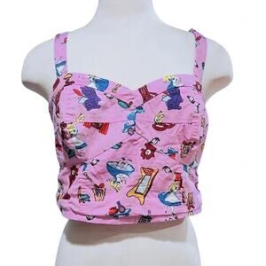 Disney Alice In Wonderland Retro Crop Top Size L